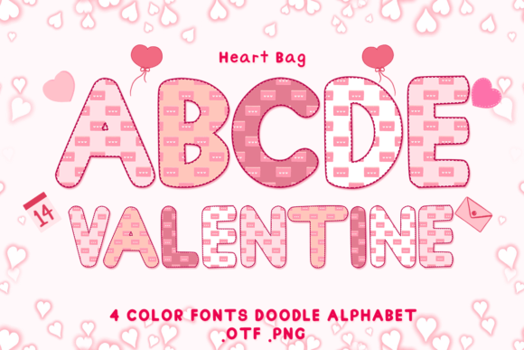 Heart Bag: Adorable Color Fonts for Valentine's Day Design