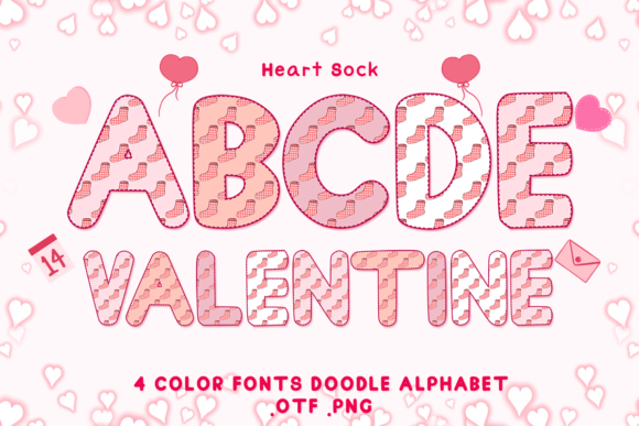 Heart Sock: Adorable Color Fonts for Valentine's Day Designs