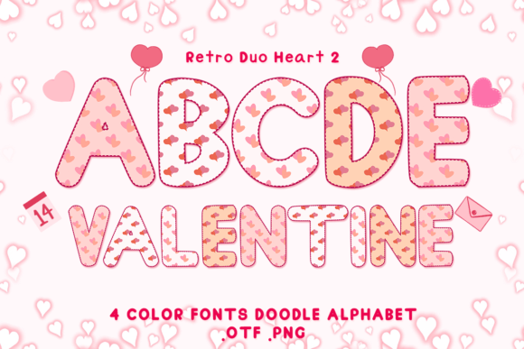 Retro Duo Heart 2: Adorable Color Fonts for Valentine's Day Design