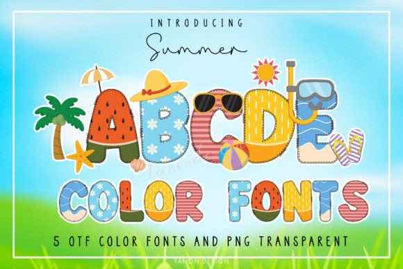 Summer Design Assets: 5 Vibrant Color Fonts for Creative Projects